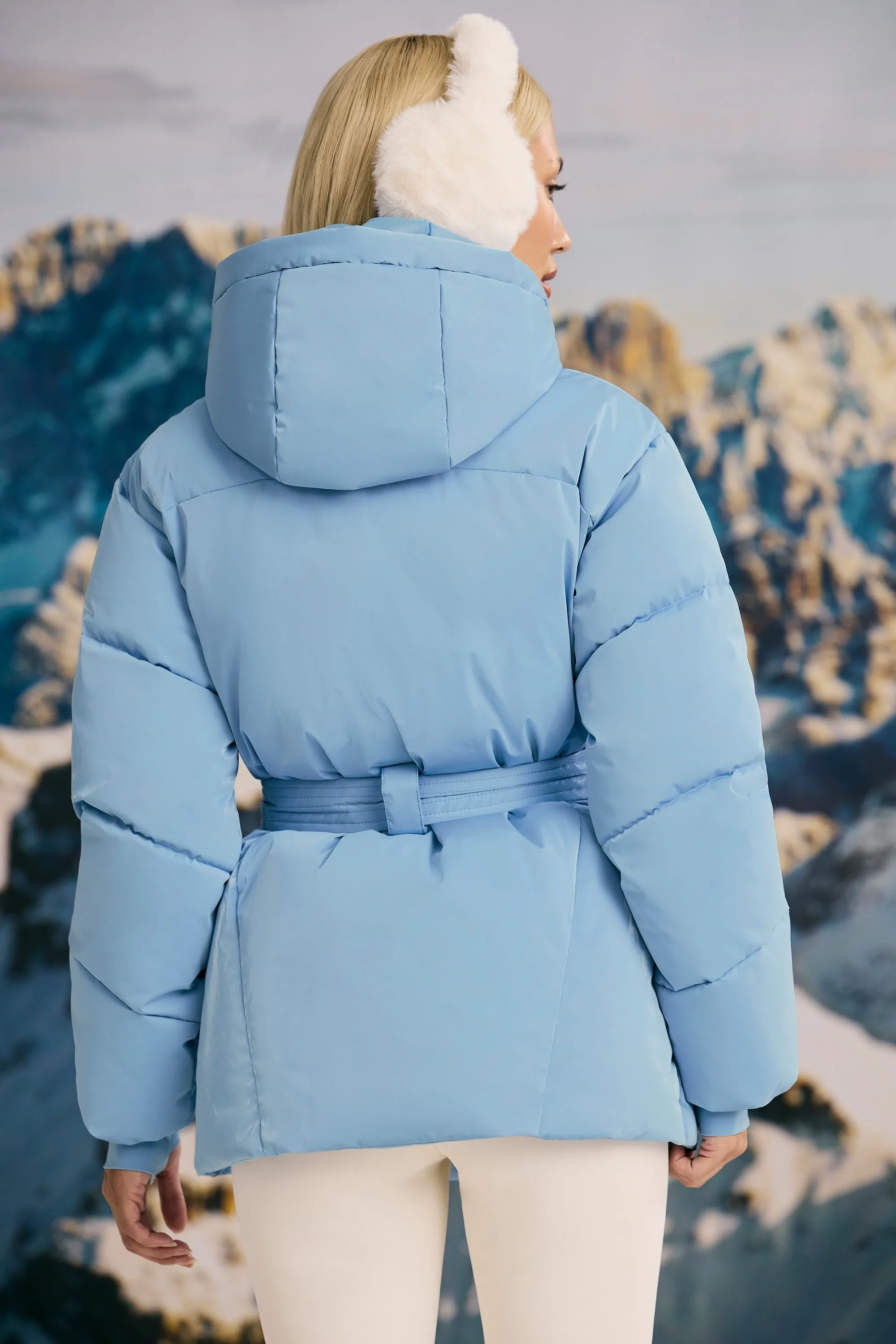 Oversized Quilted Hooded Ski Jacket in Ice Blue sold by Bo + Tee product image thumbnail 3