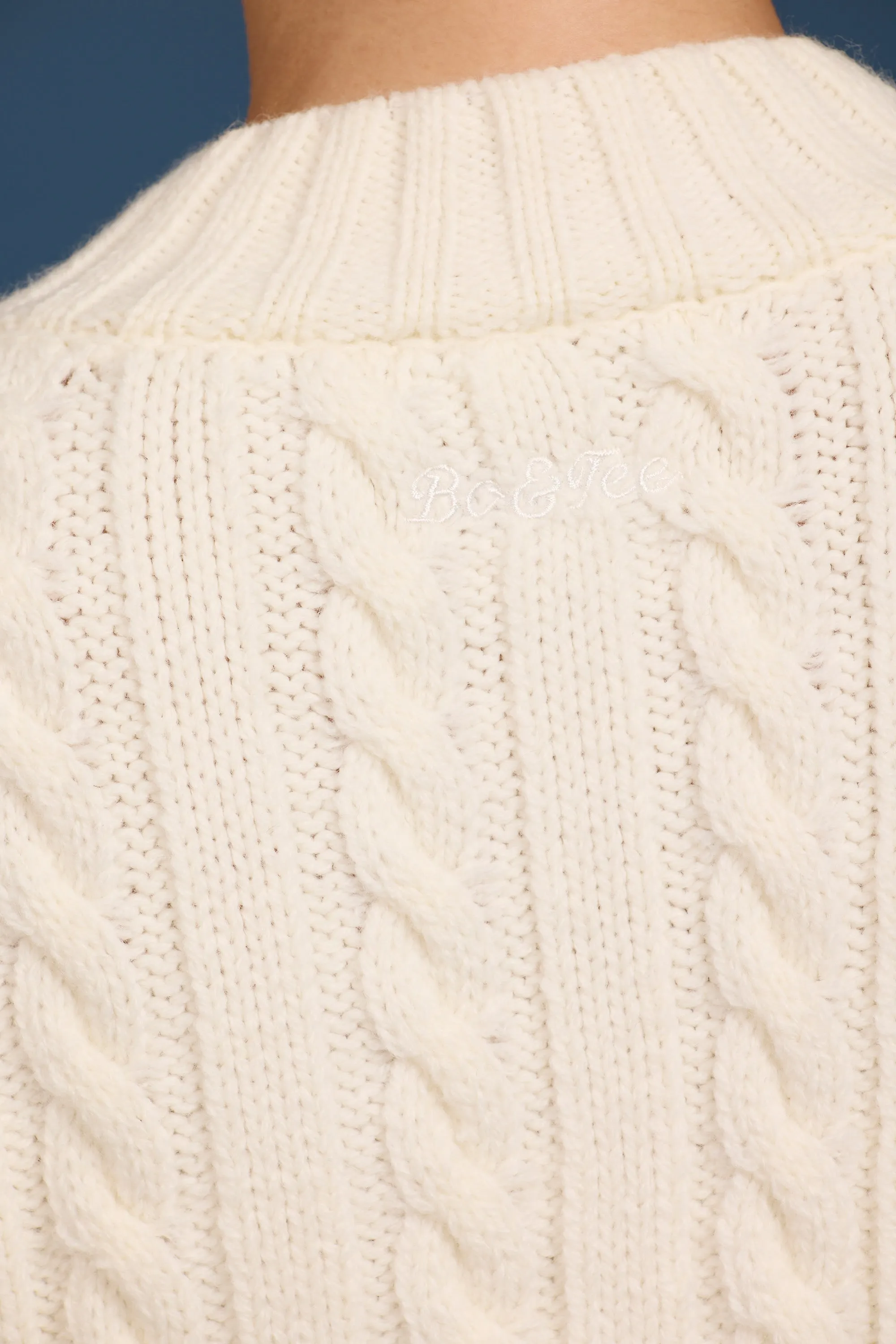 Cable-Knit Cropped Cardigan in Cream sold by Bo + Tee product image thumbnail 5