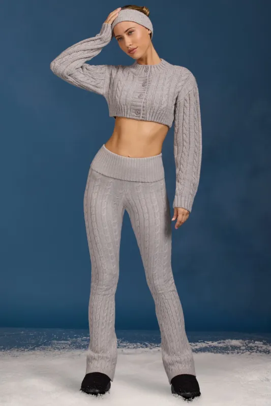Petite Cable-Knit Flared Trousers in Grey Marl sold by Bo + Tee