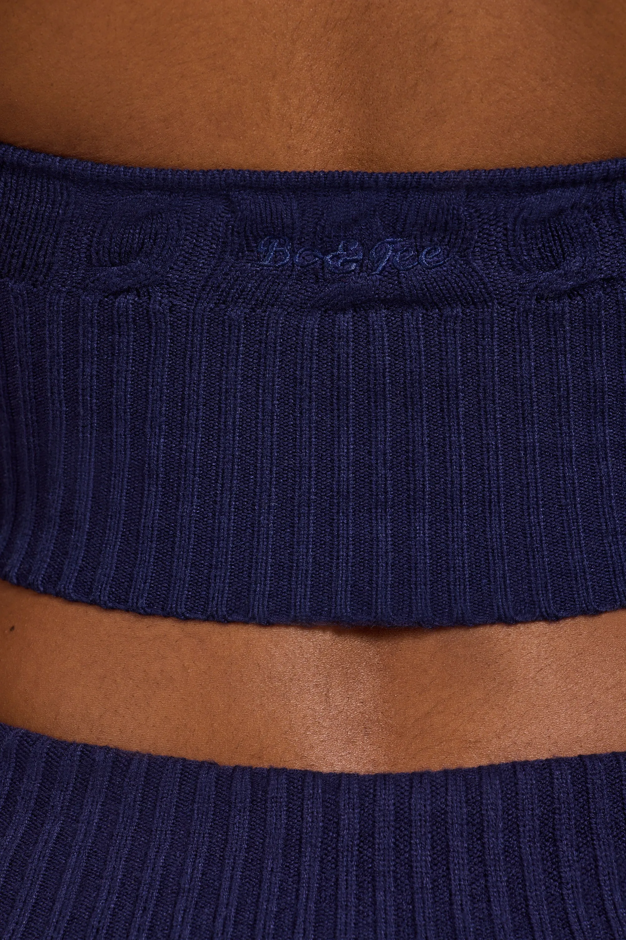 Cable-Knit Halterneck Crop Top in Navy sold by Bo + Tee product image thumbnail 5