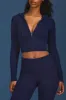 Cable-Knit Zip-Up Hoodie in Navy sold by Bo + Tee