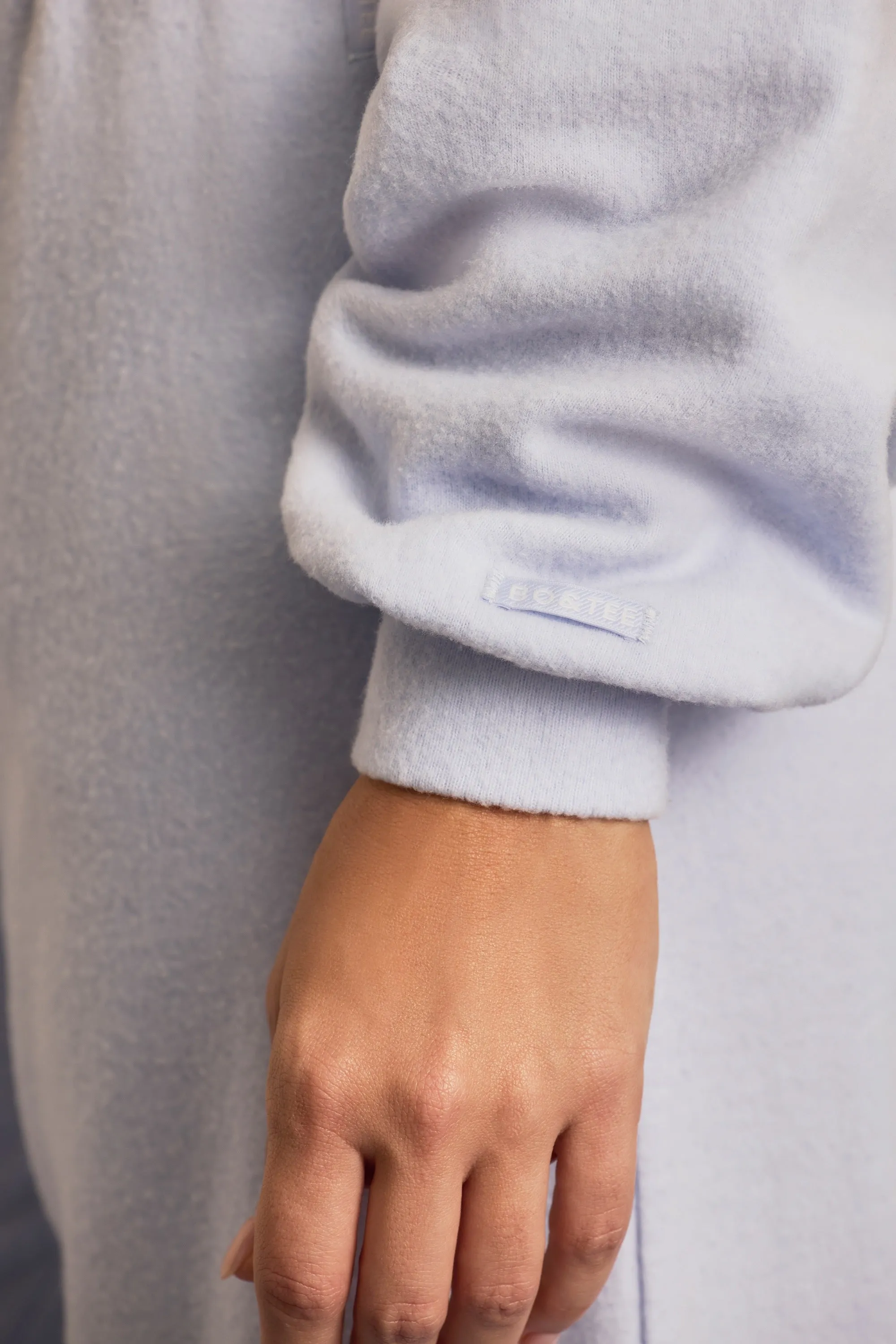Brushed Jersey Hooded Cropped Shrug in Soft Blue sold by Bo + Tee product image thumbnail 4