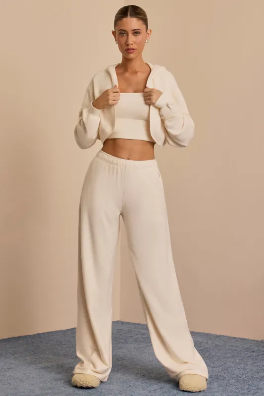 Tall Brushed Jersey Wide-Leg Joggers in Ecru sold by Bo + Tee