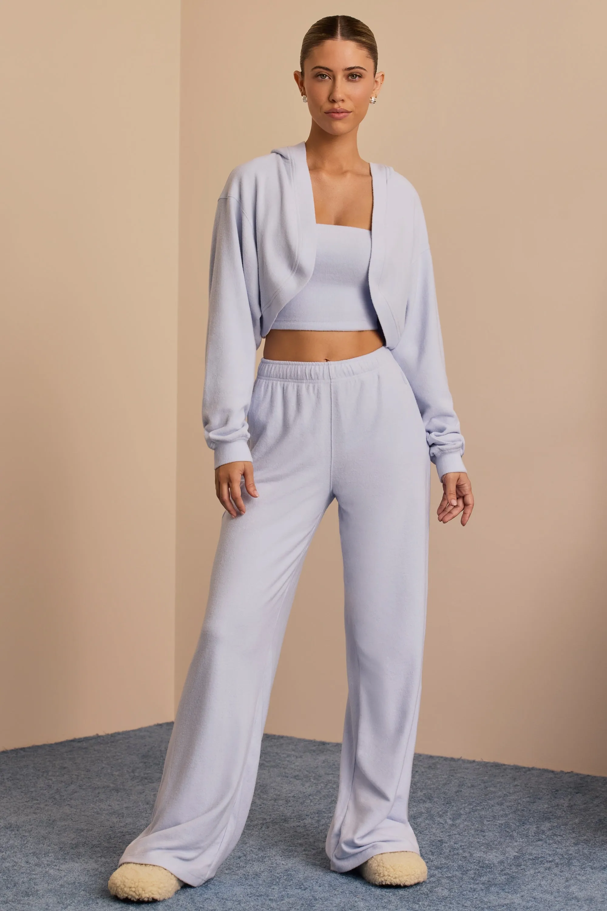 Tall Brushed Jersey Wide-Leg Joggers in Soft Blue sold by Bo + Tee product image thumbnail 5