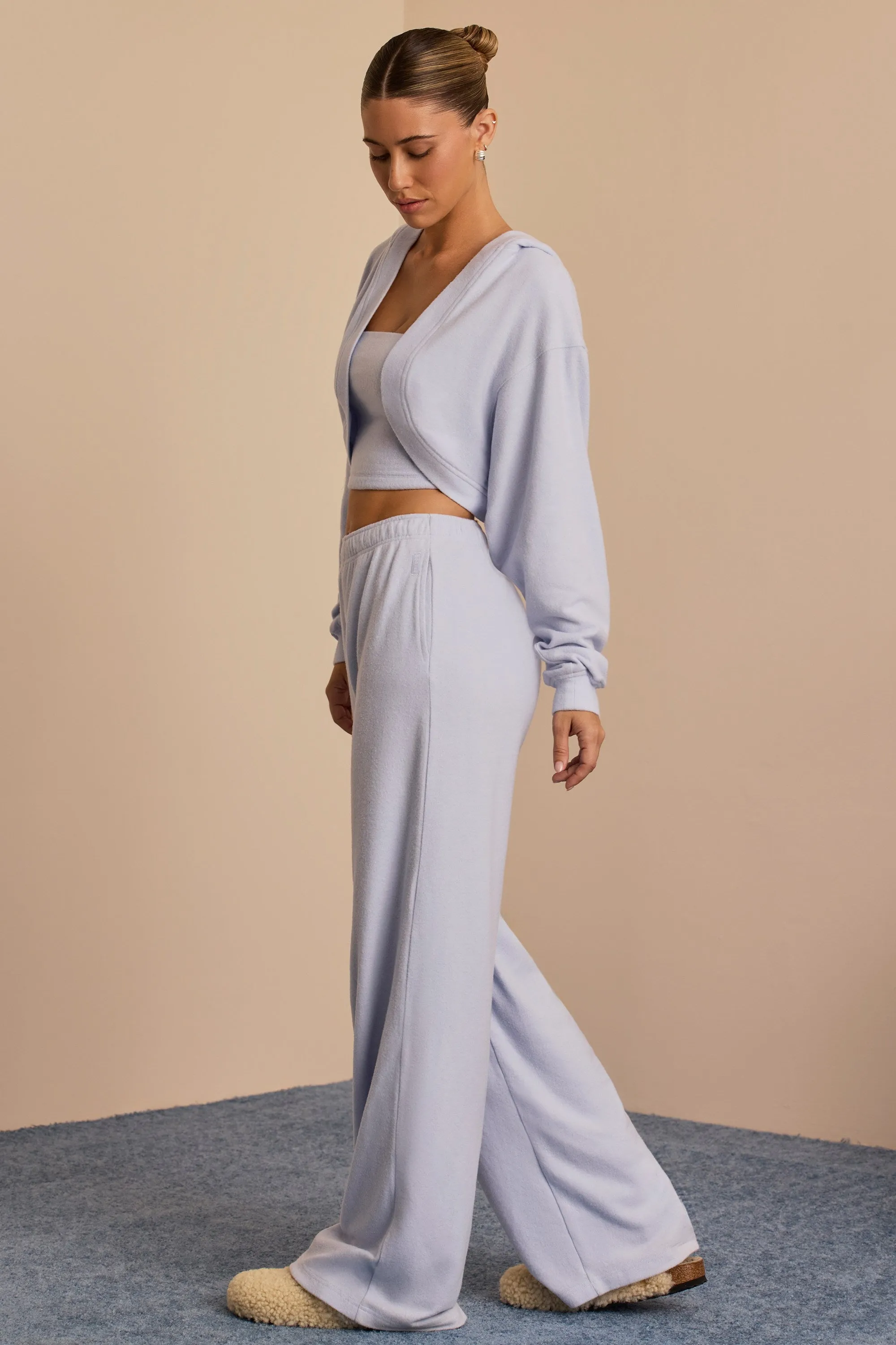 Tall Brushed Jersey Wide-Leg Joggers in Soft Blue sold by Bo + Tee product image thumbnail 3