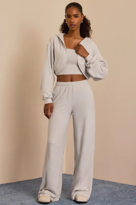 Tall Brushed Jersey Wide-Leg Joggers in Fog Grey sold by Bo + Tee