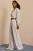 Brushed Jersey Wide-Leg Joggers in Fog Grey sold by Bo + Tee