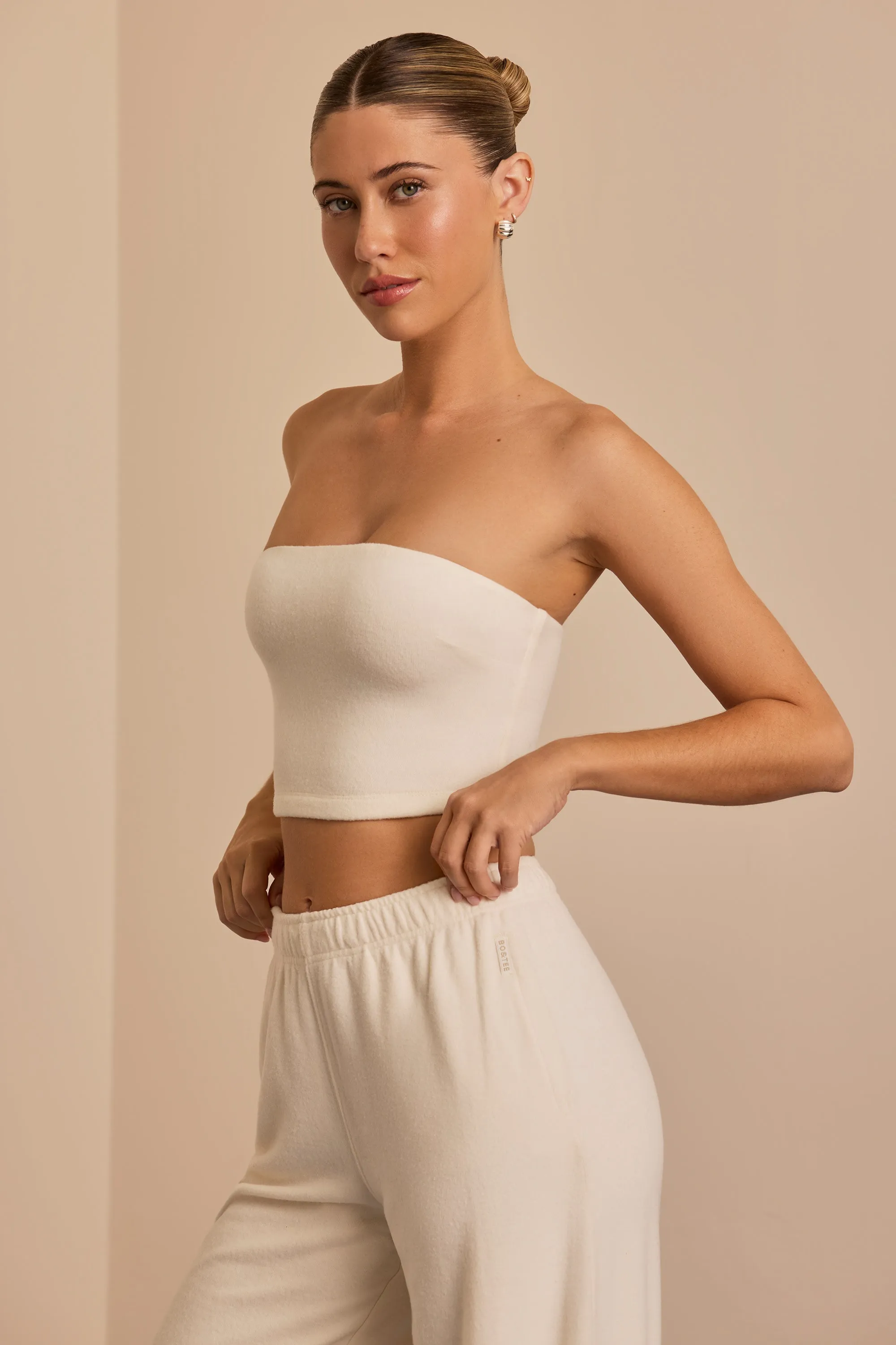 Brushed Jersey Bandeau Top in Ecru sold by Bo + Tee product image thumbnail 3