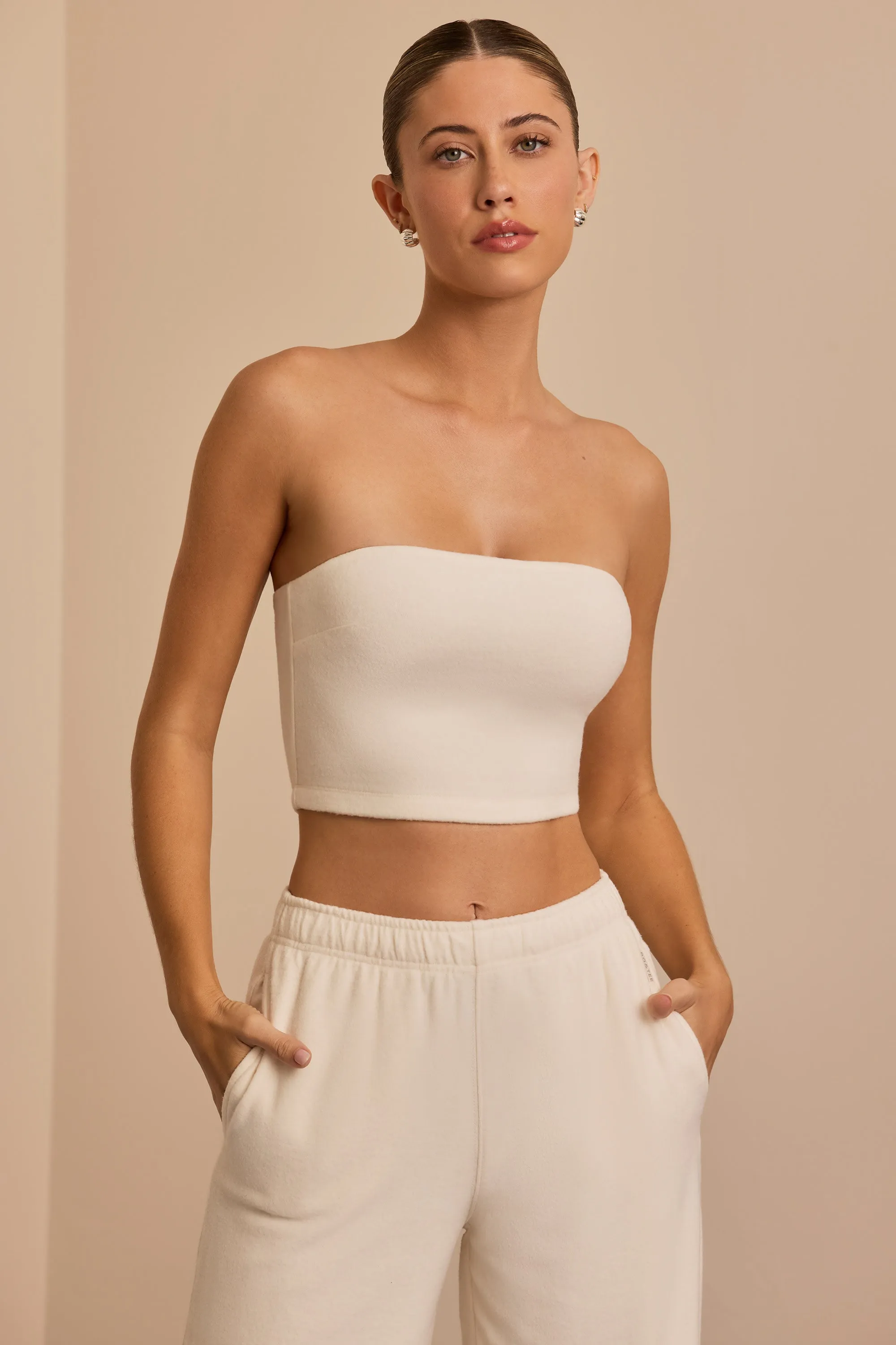 Brushed Jersey Bandeau Top in Ecru sold by Bo + Tee product image thumbnail 5