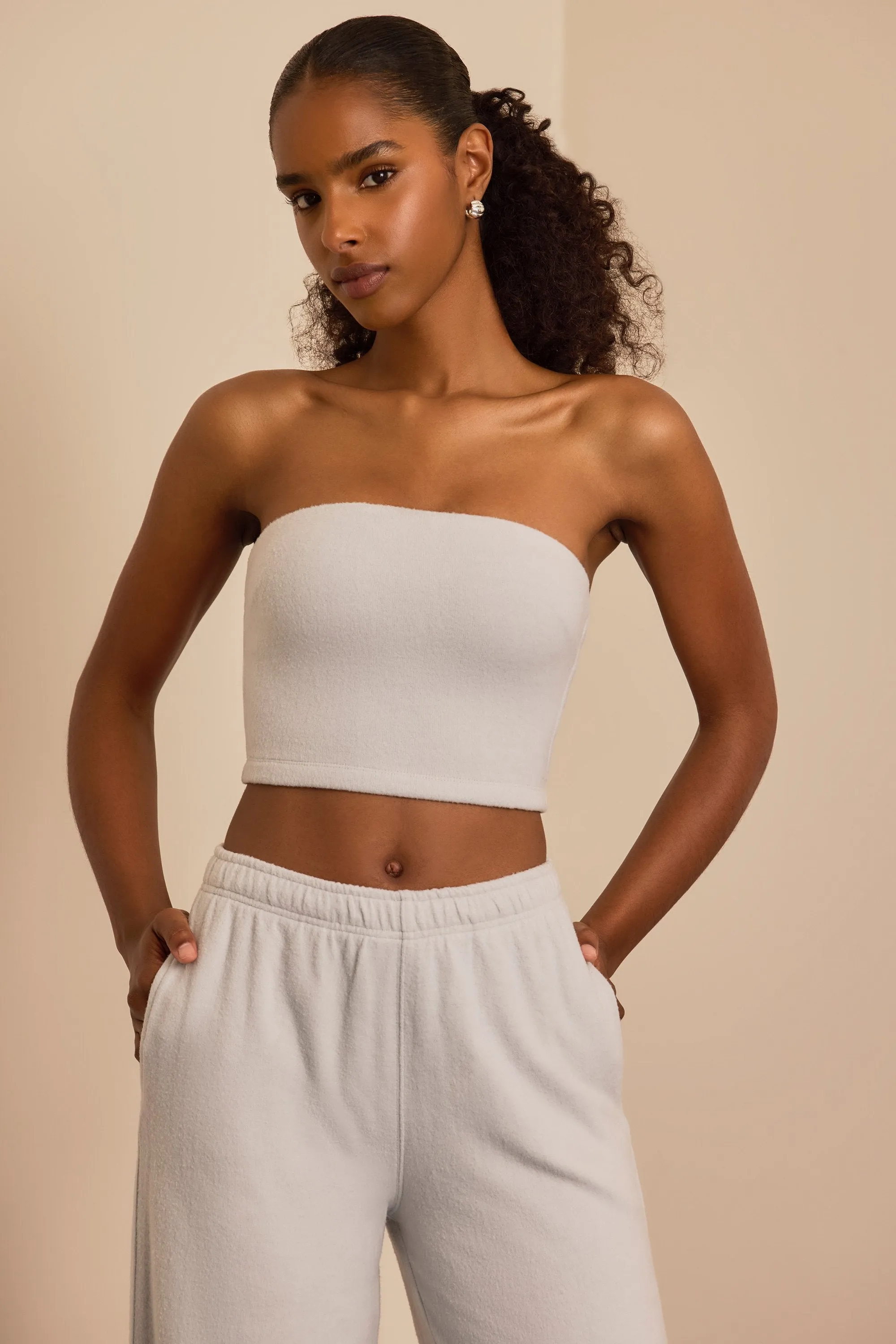 Brushed Jersey Bandeau Top in Fog Grey sold by Bo + Tee product image thumbnail 5