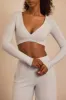 Brushed Jersey Wrap Crop Top in Fog Grey sold by Bo + Tee