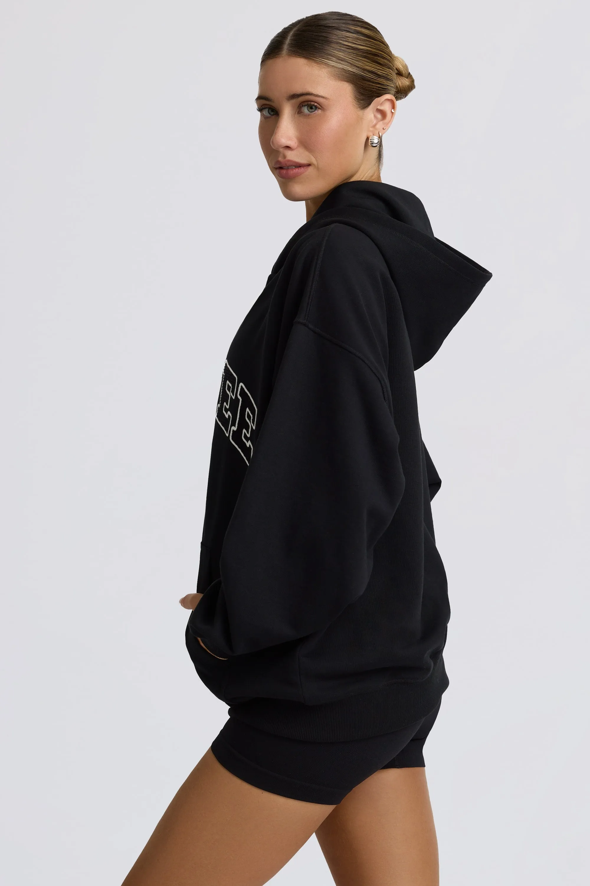 Oversized Zip-Up Hoodie in Black sold by Bo + Tee product image thumbnail 3