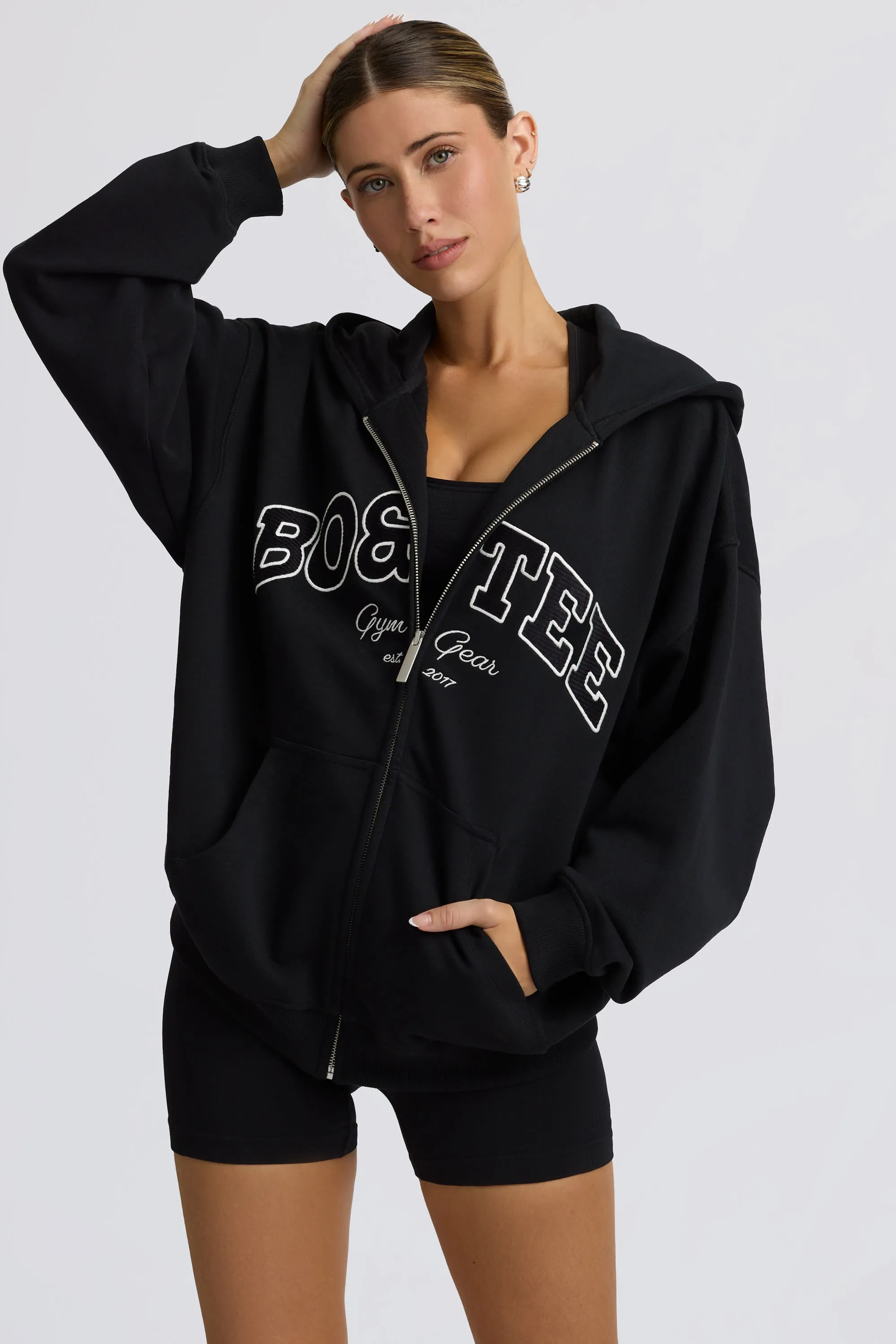 Oversized Zip-Up Hoodie in Black sold by Bo + Tee product image thumbnail 5