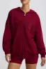 Oversized Zip-Up Hoodie in Burgundy sold by Bo + Tee