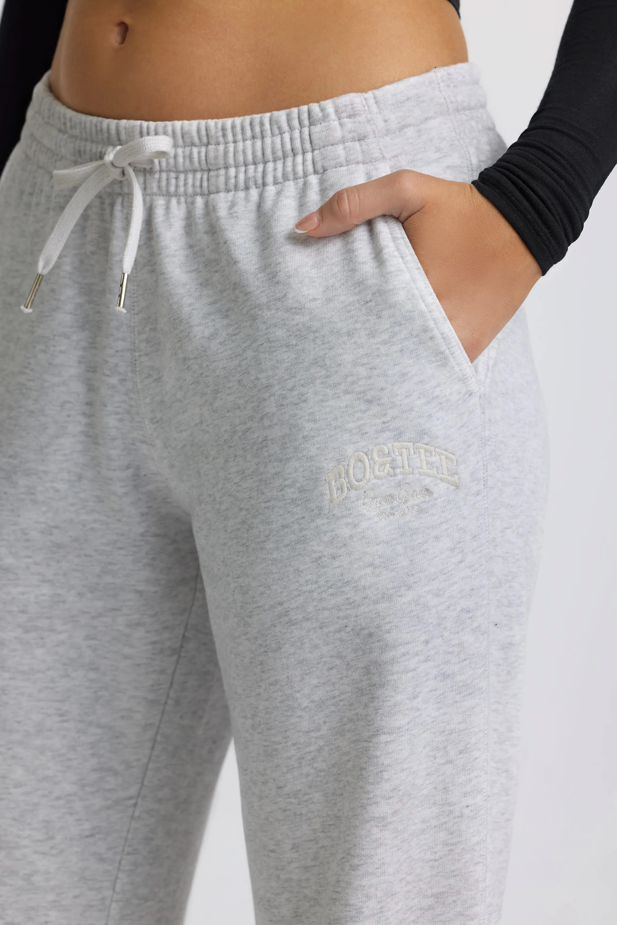 Petite Low-Rise Wide-Leg Joggers in Grey Marl sold by Bo + Tee product image thumbnail 5