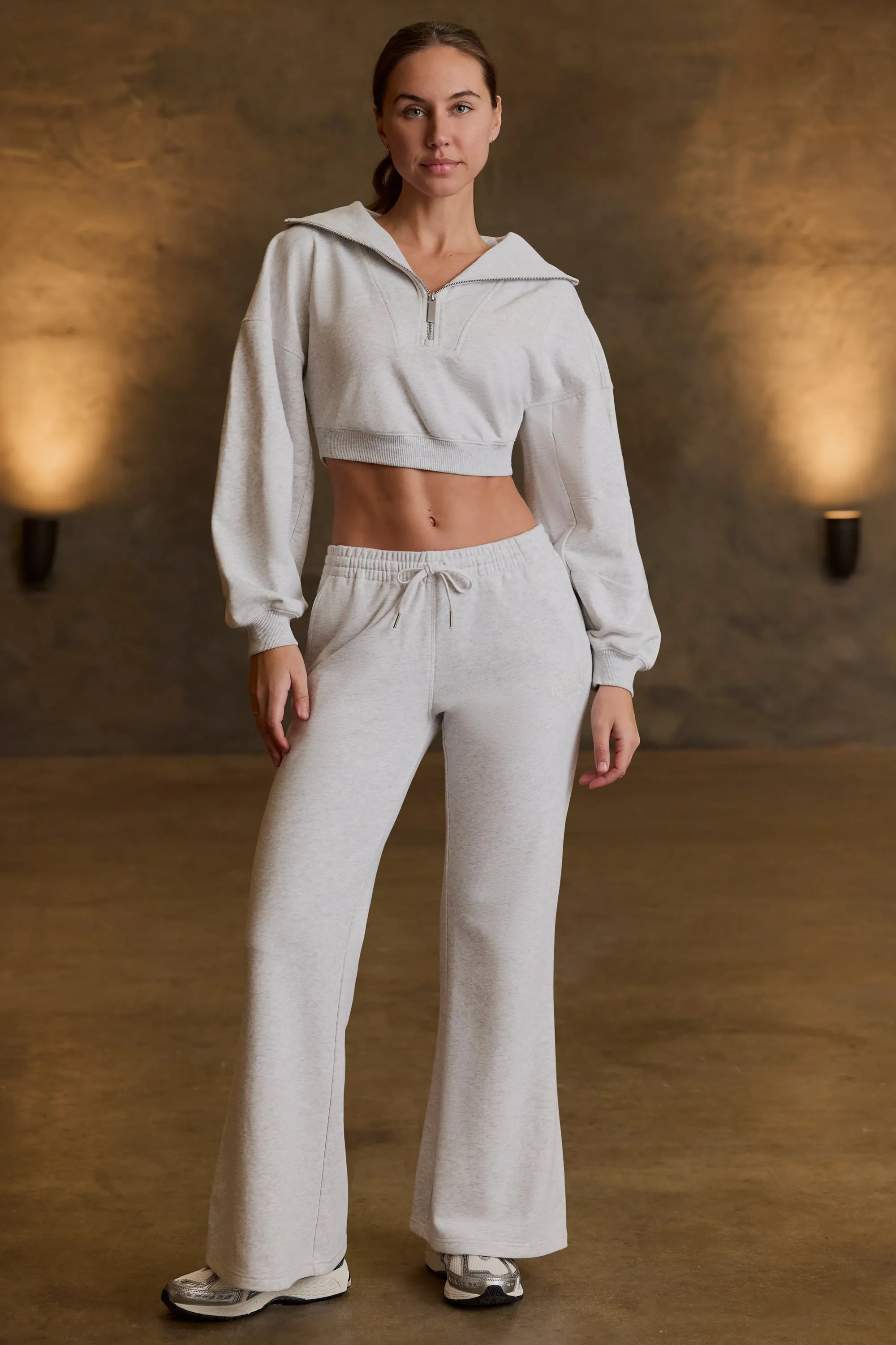 Petite Low-Rise Wide-Leg Joggers in Grey Marl sold by Bo + Tee product image thumbnail 2