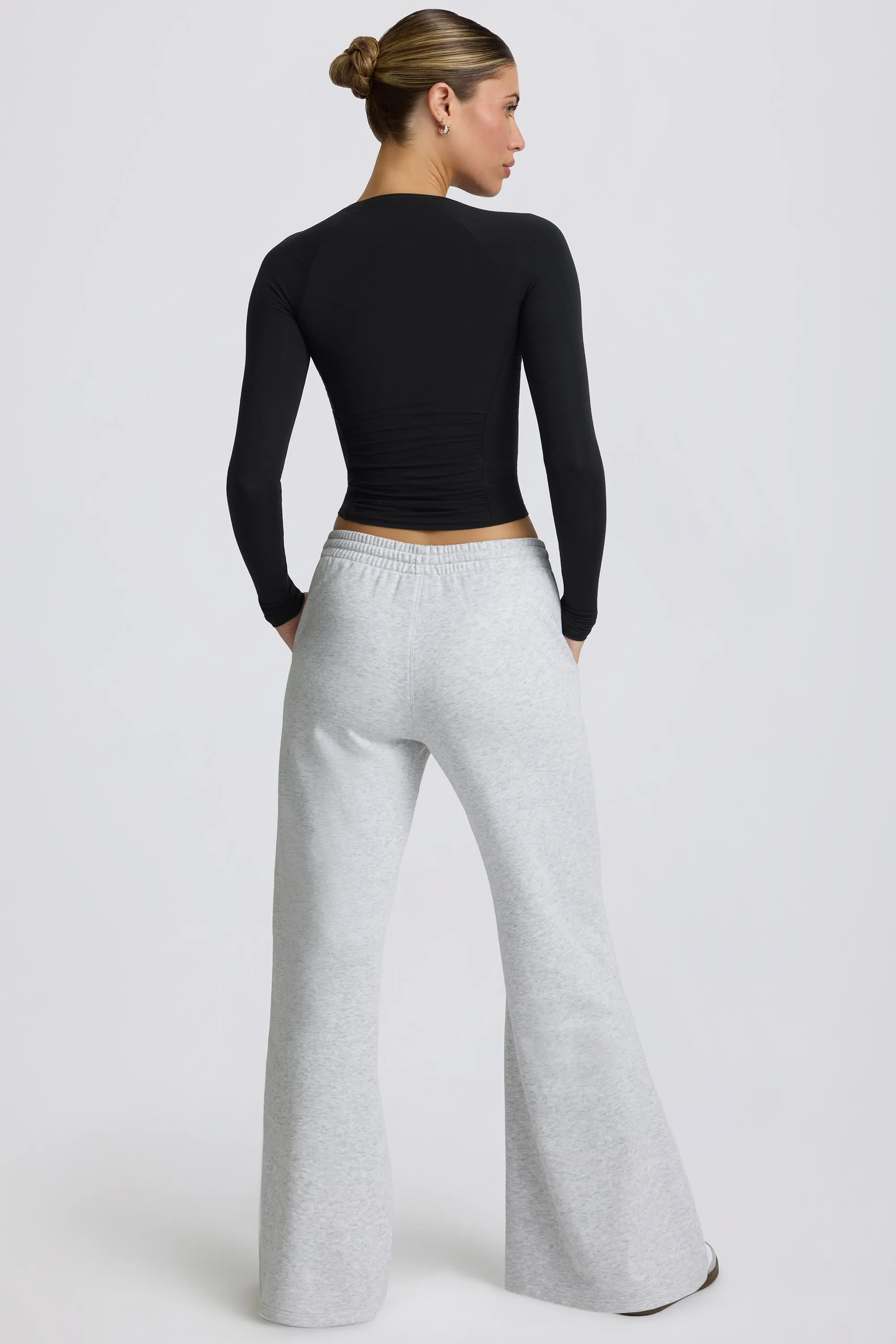 Petite Low-Rise Wide-Leg Joggers in Grey Marl sold by Bo + Tee product image thumbnail 3