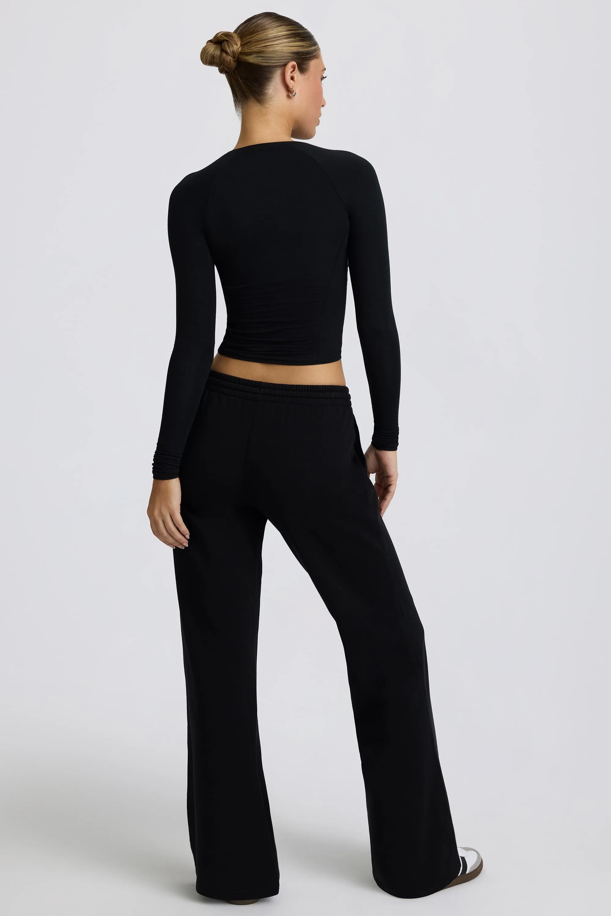 Petite Low-Rise Wide-Leg Joggers in Black sold by Bo + Tee product image thumbnail 3