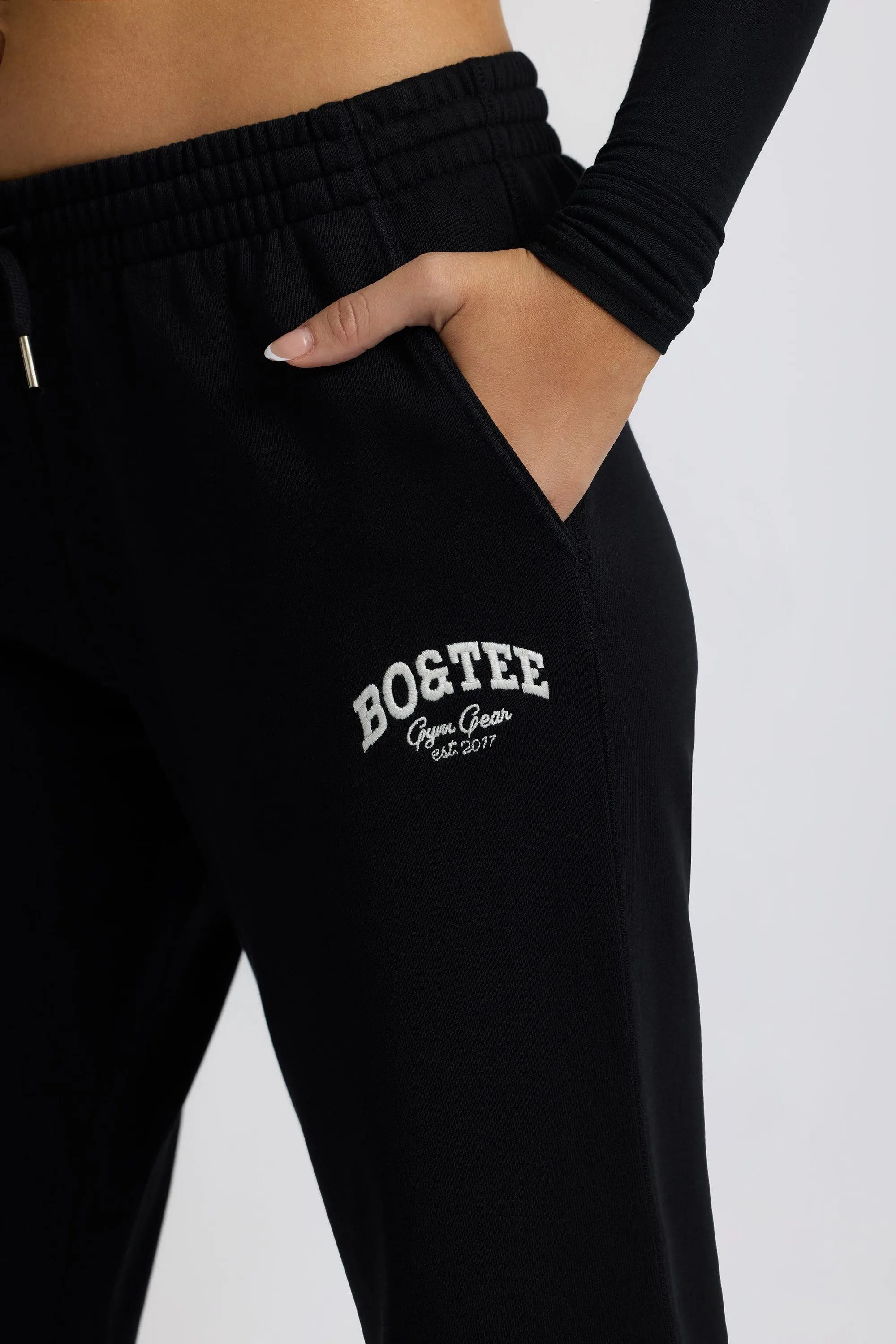 Petite Low-Rise Wide-Leg Joggers in Black sold by Bo + Tee product image thumbnail 5