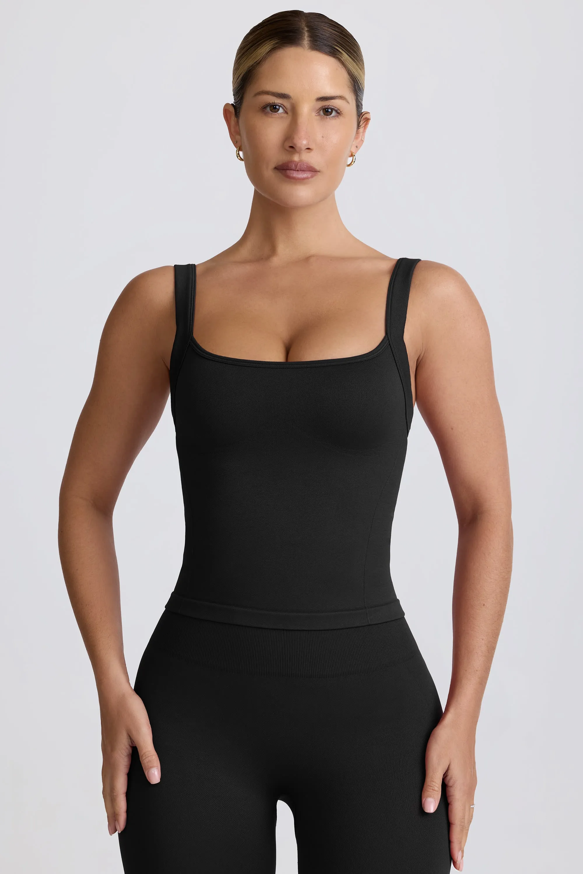 Super Sculpt Seamless Longline Tank Top in Black sold by Bo + Tee