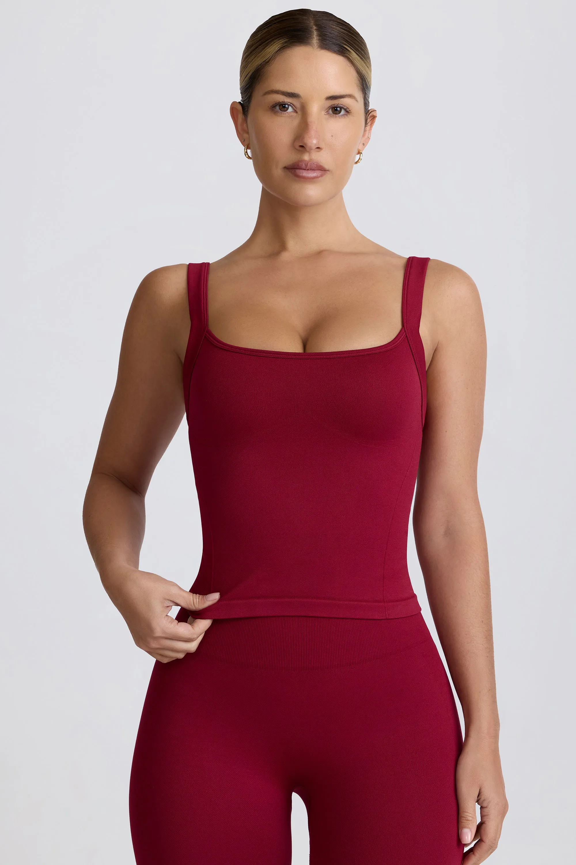 Super Sculpt Seamless Longline Tank Top in Burgundy sold by Bo + Tee