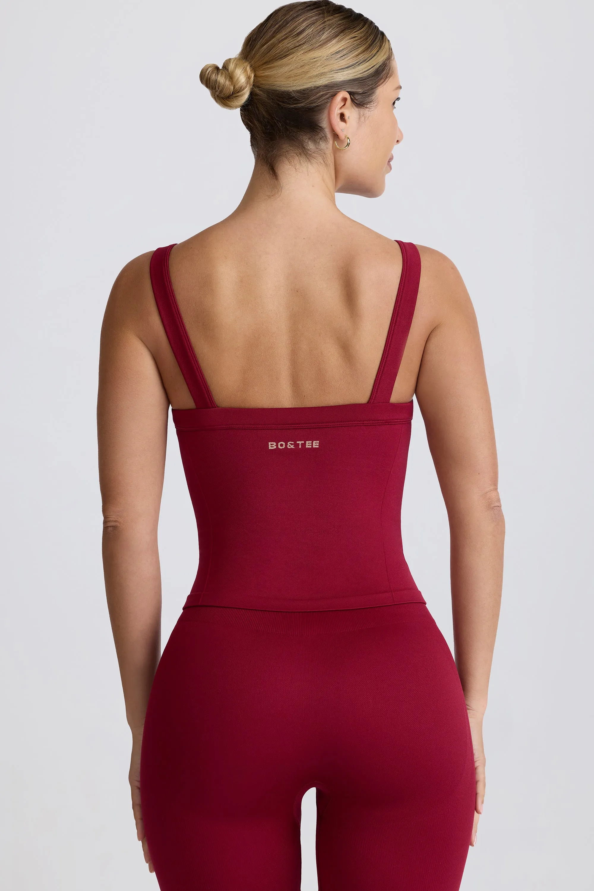 Super Sculpt Seamless Longline Tank Top in Burgundy sold by Bo + Tee product image thumbnail 3