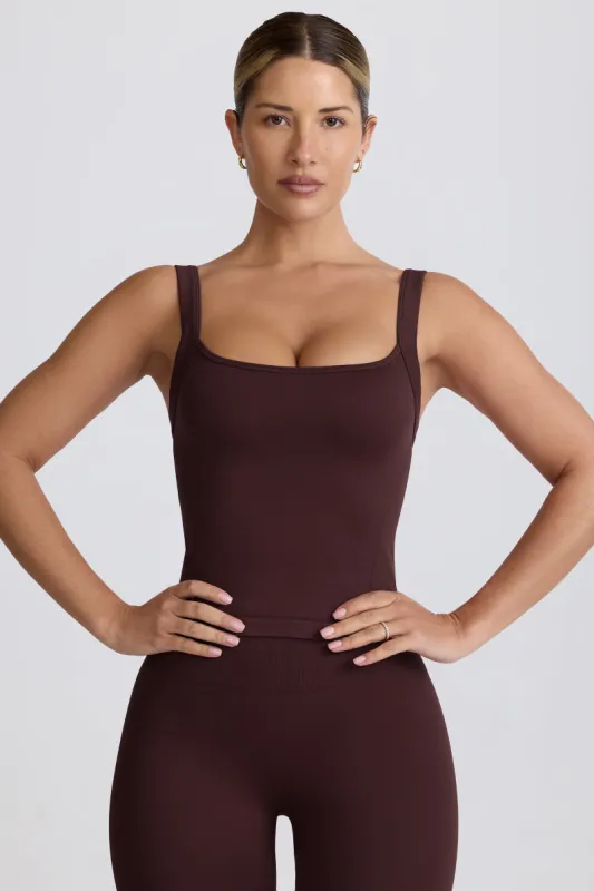 Super Sculpt Seamless Longline Tank Top in Chocolate sold by Bo + Tee