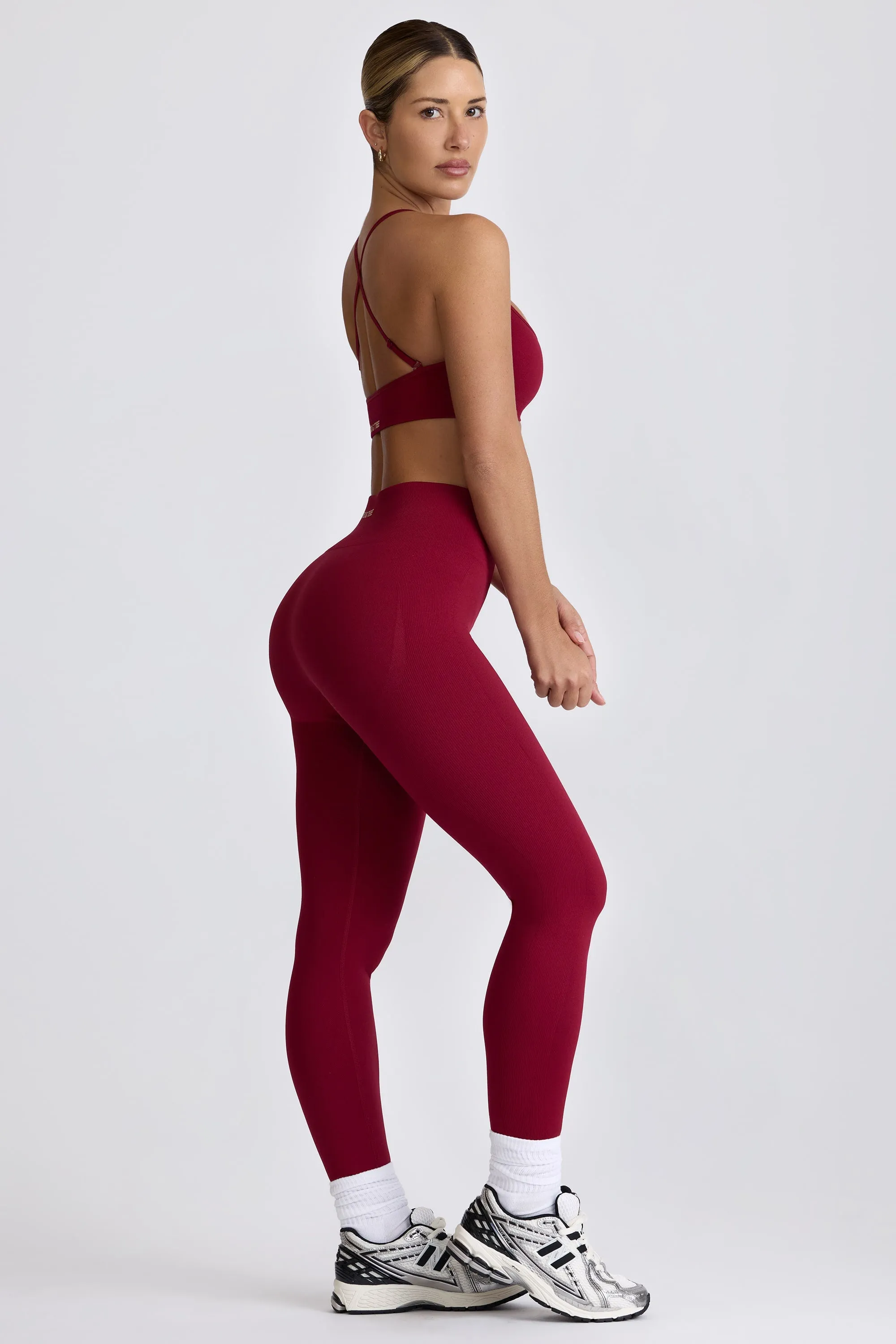Super Sculpt Seamless Leggings in Burgundy sold by Bo + Tee product image thumbnail 4