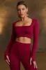 Super Sculpt Seamless Long-Sleeve Crop Top in Burgundy sold by Bo + Tee