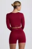 Super Sculpt Seamless Long-Sleeve Crop Top in Burgundy sold by Bo + Tee