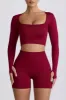 Super Sculpt Seamless Long-Sleeve Crop Top in Burgundy sold by Bo + Tee