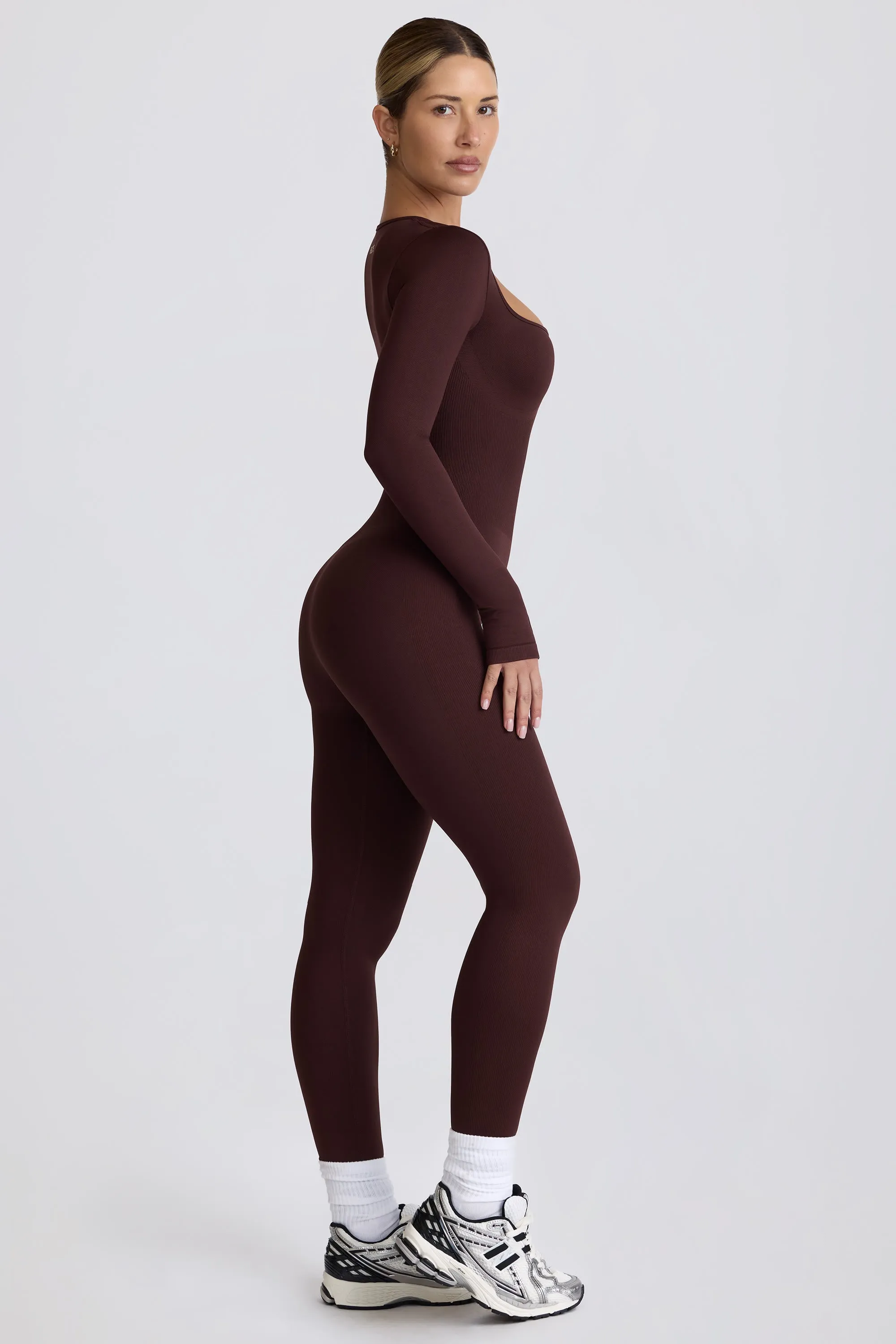Super Sculpt Seamless Full-Length Jumpsuit in Chocolate sold by Bo + Tee product image thumbnail 4