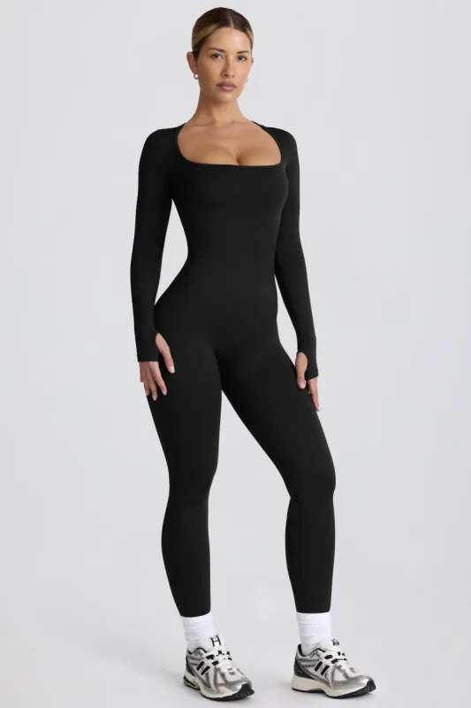 Petite Super Sculpt Seamless Full-Length Jumpsuit in Black sold by Bo + Tee