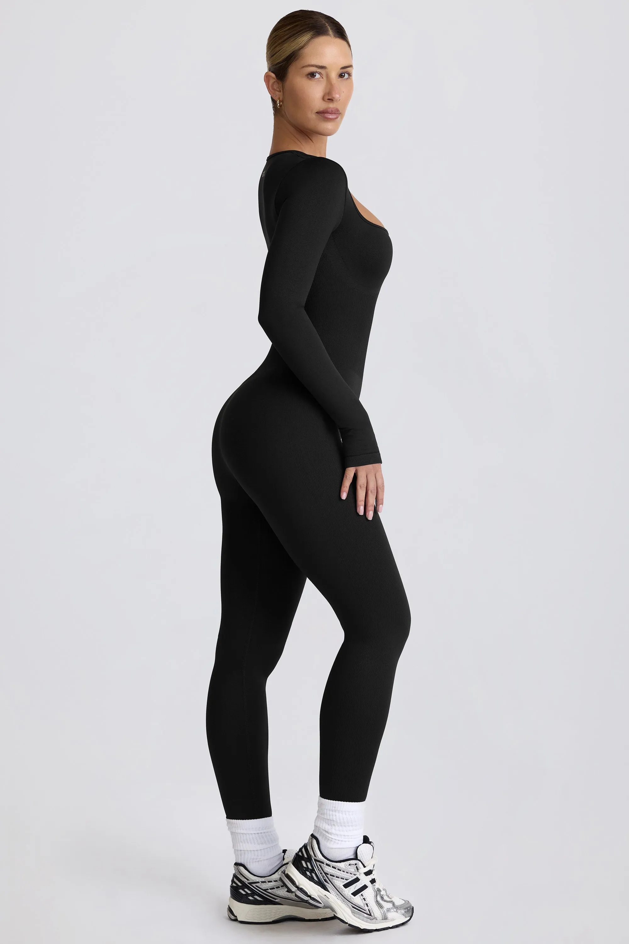 Petite Super Sculpt Seamless Full-Length Jumpsuit in Black sold by Bo + Tee product image thumbnail 4