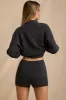 Mid-Rise Knit Mini Shorts in Charcoal Marl sold by Bo + Tee