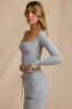 Ribbed Modal Long-Sleeve Top in Soft Blue sold by Bo + Tee
