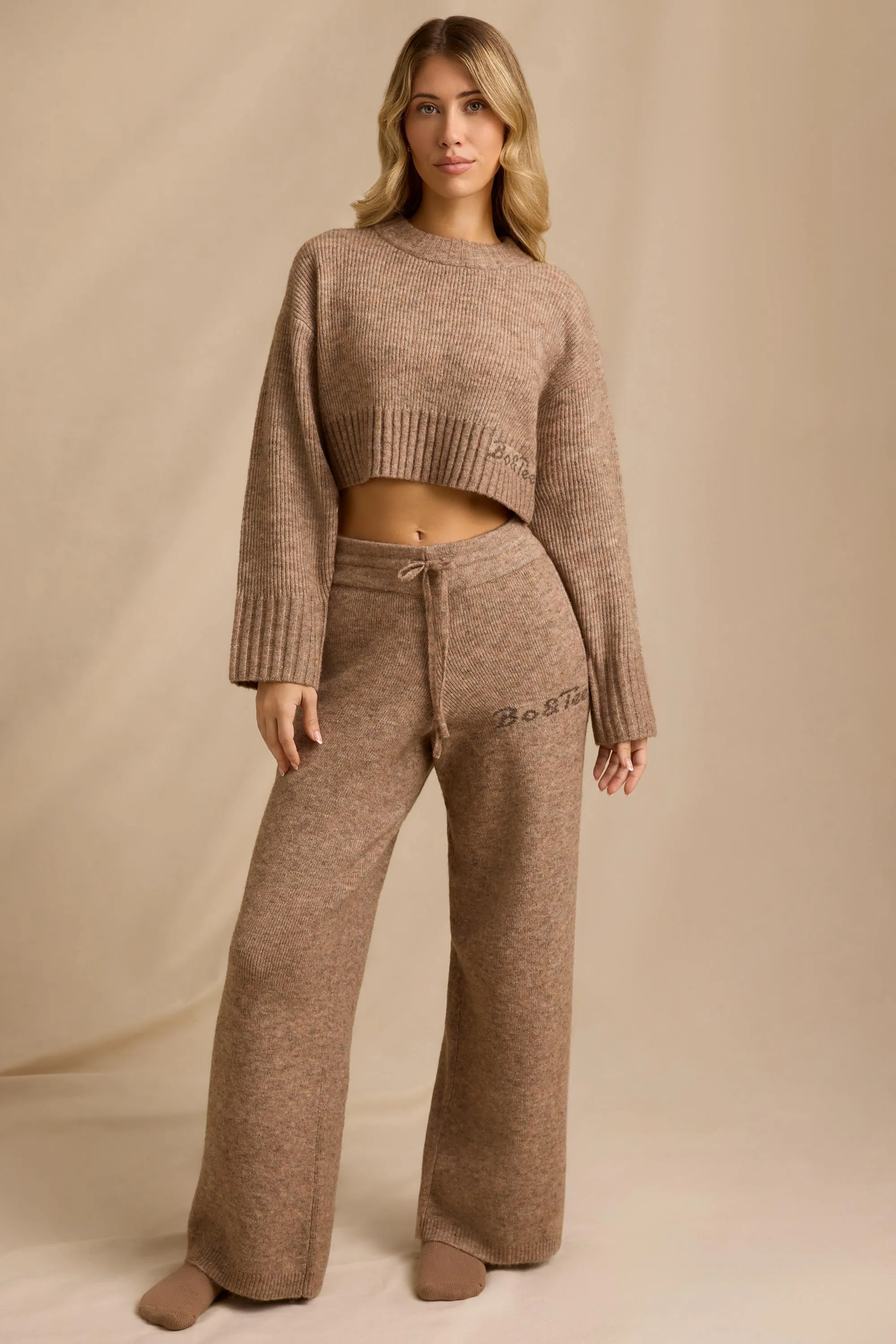 Tall Mid-Rise Wide-Leg Joggers in Brown Marl sold by Bo + Tee product image thumbnail 5