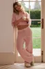 Petite Mid-Rise Wide-Leg Joggers in Blush Pink sold by Bo + Tee