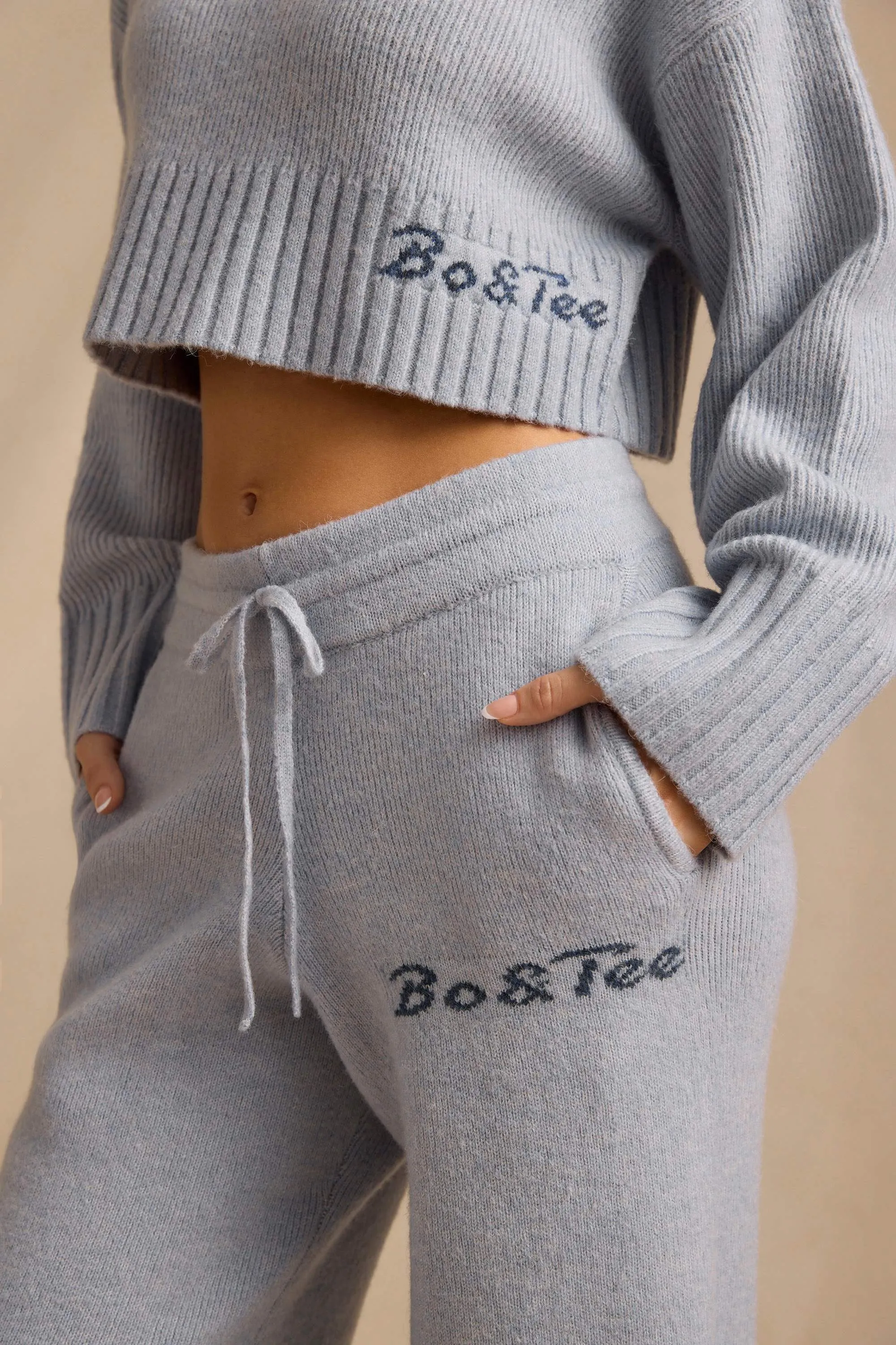 Mid-Rise Wide-Leg Joggers in Soft Blue sold by Bo + Tee product image thumbnail 5