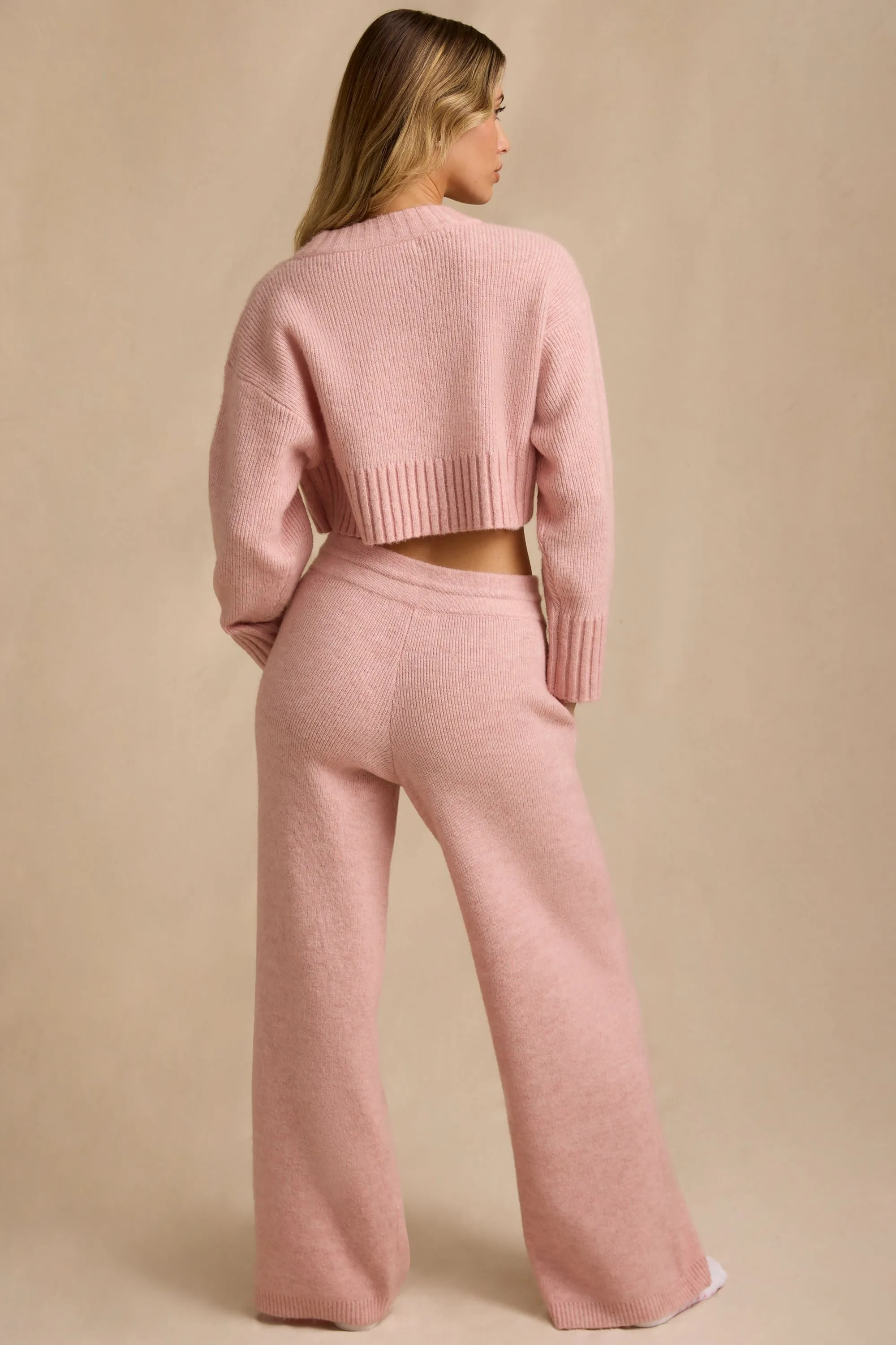 Mid-Rise Wide-Leg Joggers in Blush Pink sold by Bo + Tee product image thumbnail 3