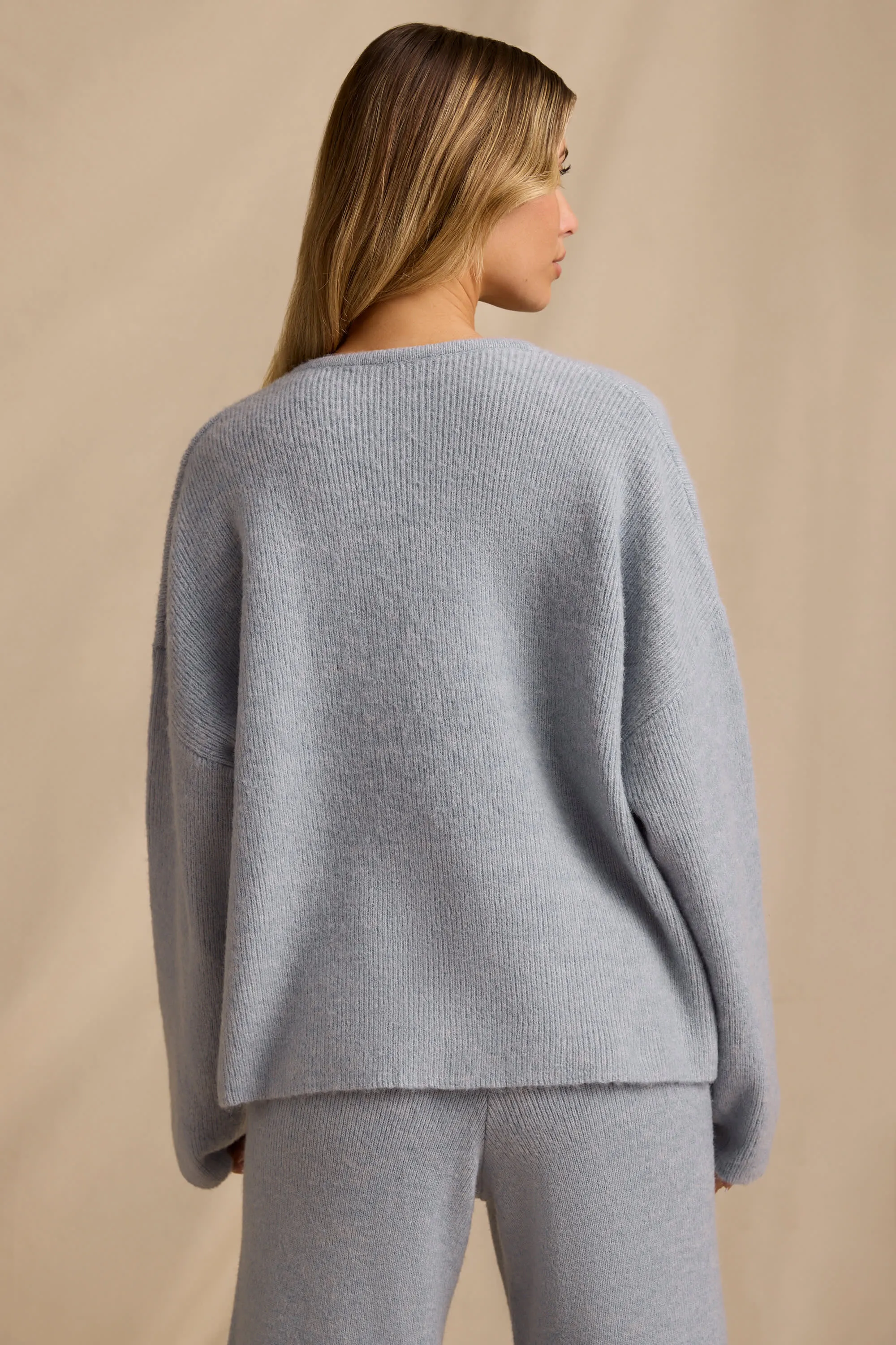 Oversized Zip-Up Cardigan in Soft Blue sold by Bo + Tee product image thumbnail 2
