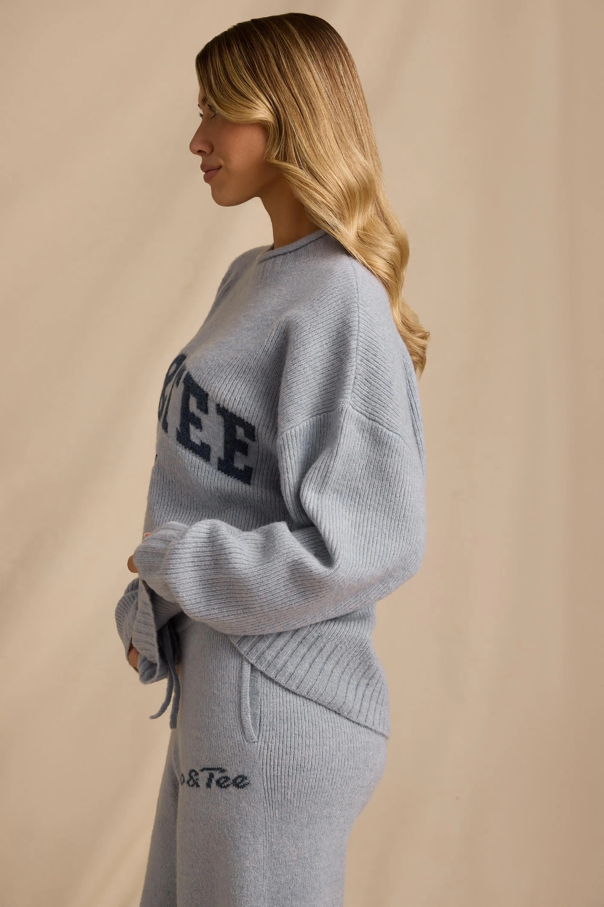 Oversized Knit Jumper in Soft Blue sold by Bo + Tee product image thumbnail 3