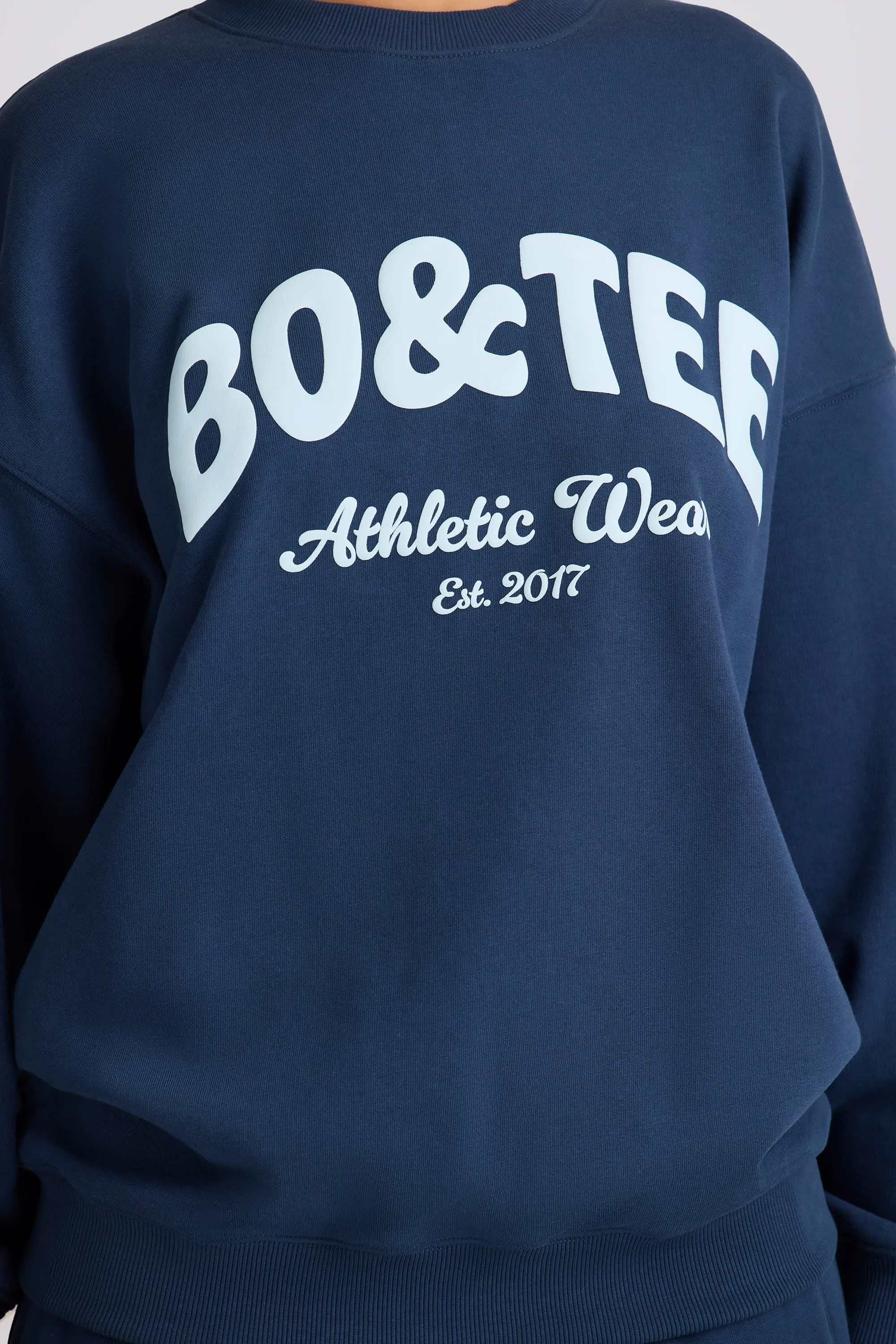 Oversized Crew-Neck Sweatshirt in Dark Navy sold by Bo + Tee product image thumbnail 4