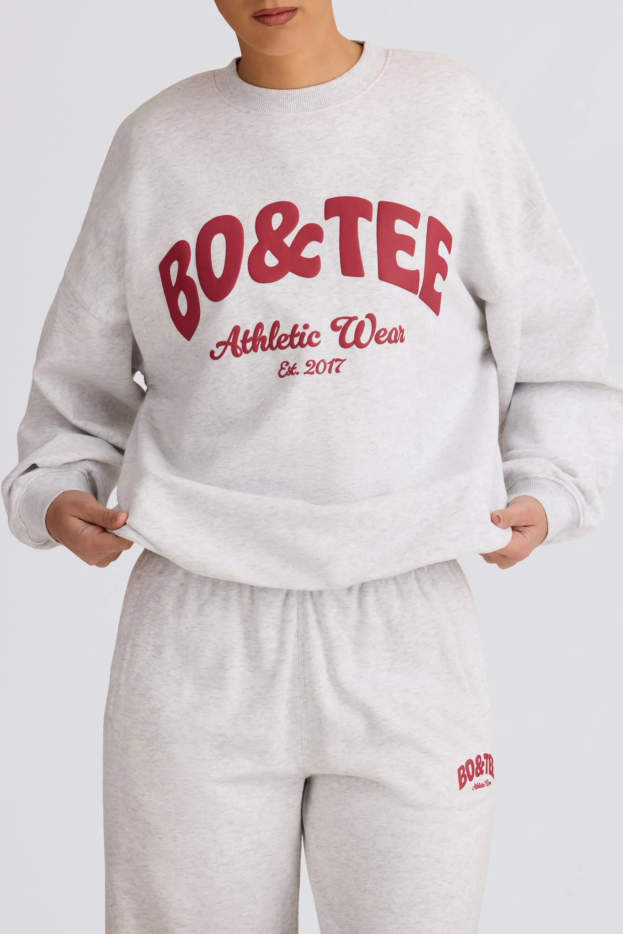 Oversized Crew-Neck Sweatshirt in Grey Marl sold by Bo + Tee product image thumbnail 4