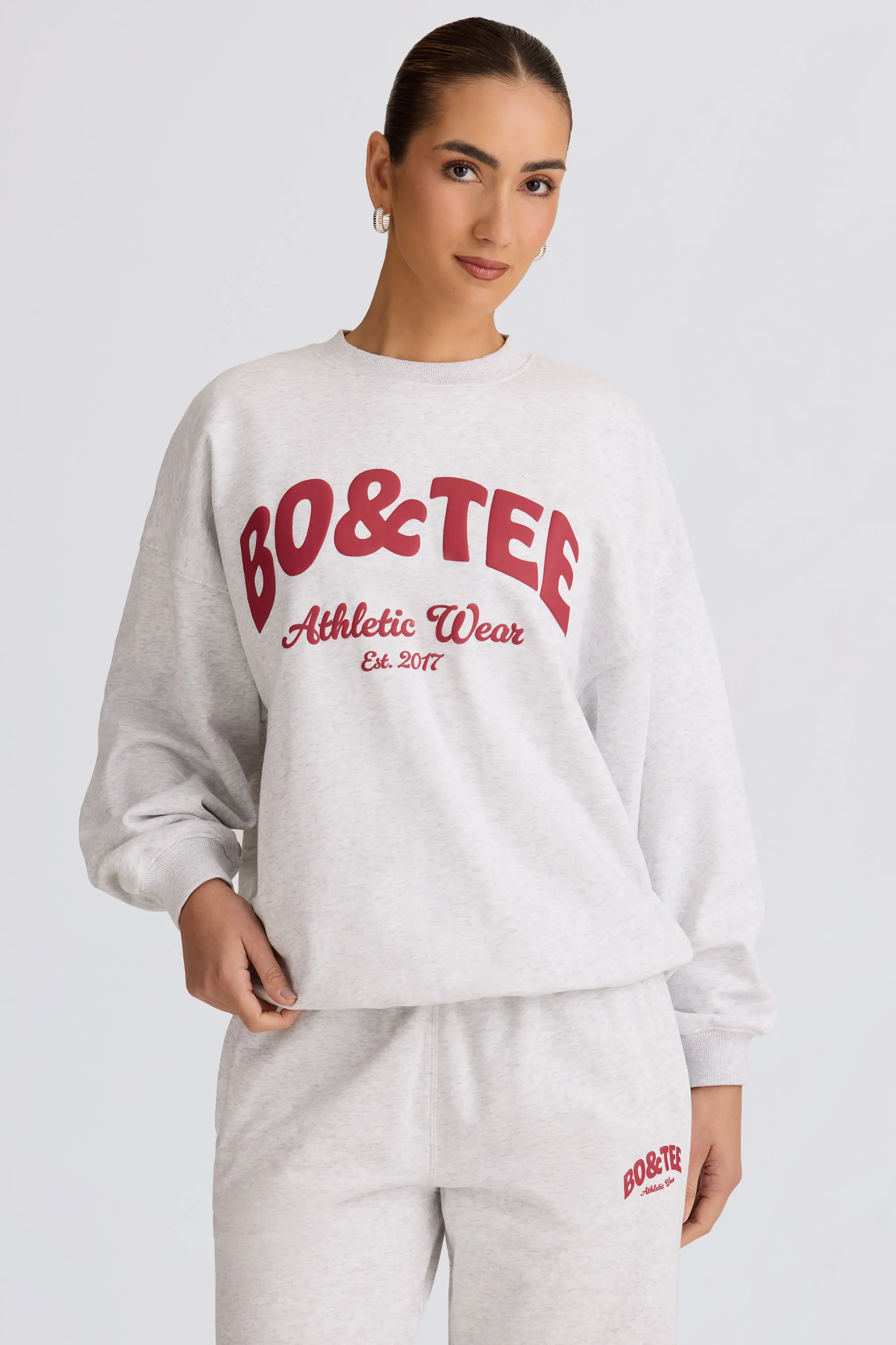 Oversized Crew-Neck Sweatshirt in Grey Marl sold by Bo + Tee product image thumbnail 5