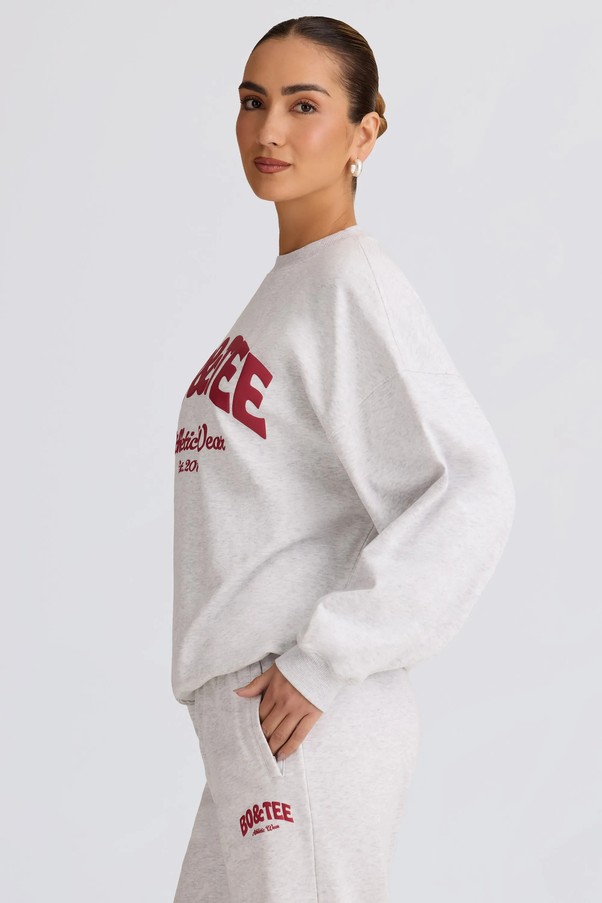 Oversized Crew-Neck Sweatshirt in Grey Marl sold by Bo + Tee product image thumbnail 3