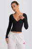 Tencel™ Ribbed Modal Ruched V-Neck Top in Black sold by Bo + Tee
