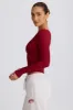 Tencel™ Ribbed Modal Ruched V-Neck Top in Burgundy sold by Bo + Tee