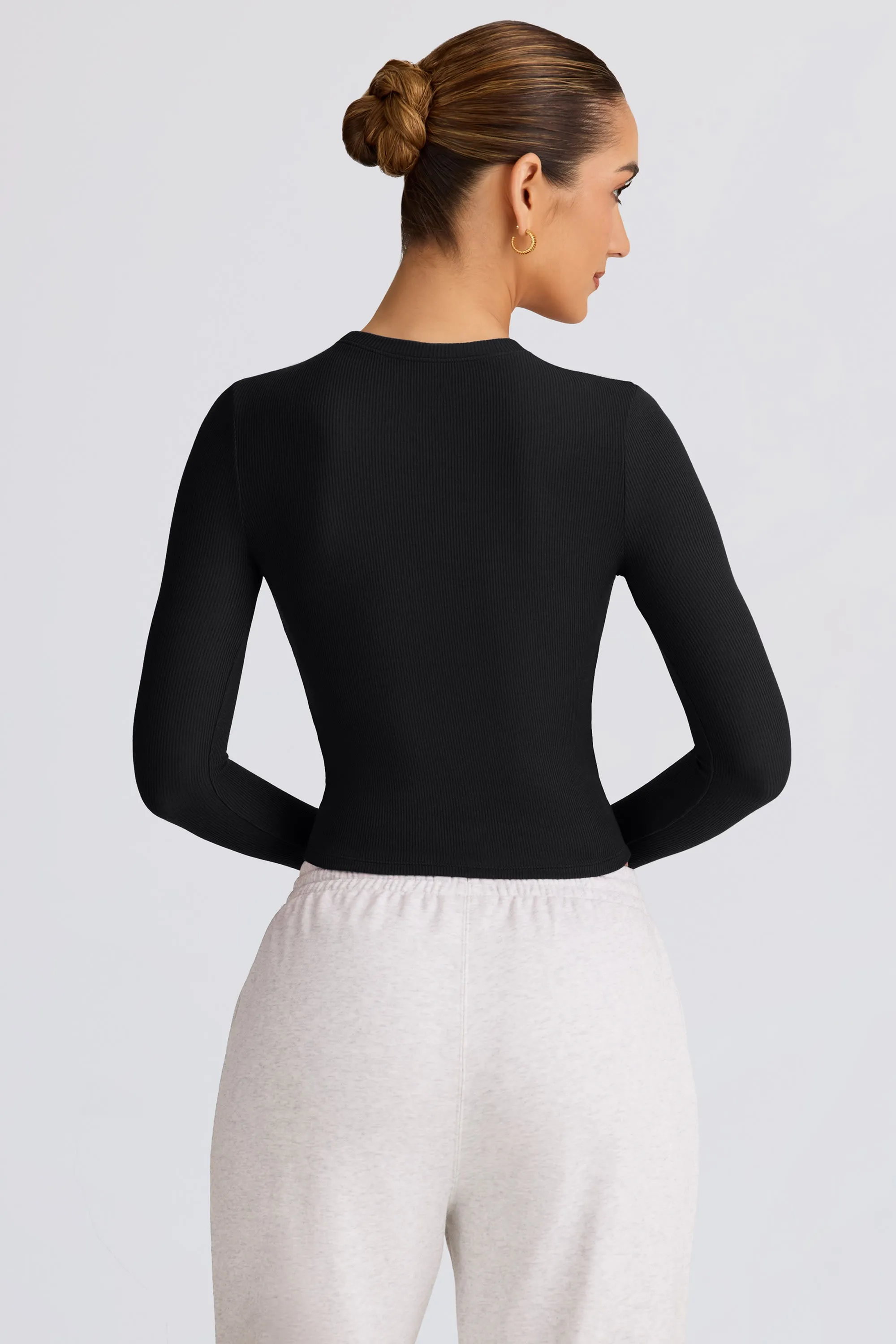 Ribbed Modal Long-Sleeve Top in Black sold by Bo + Tee product image thumbnail 2