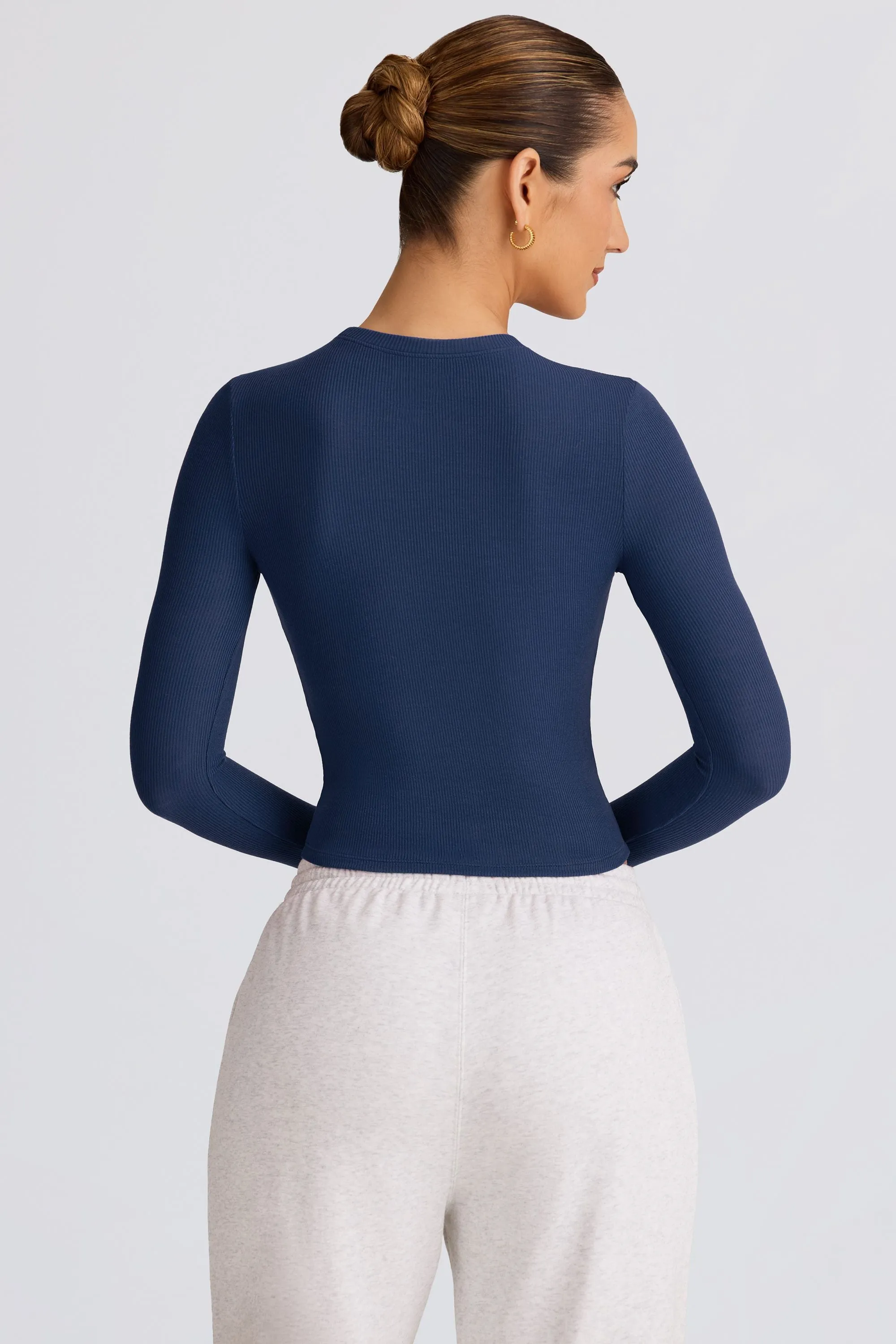 Ribbed Modal Long-Sleeve Top in Dark Navy sold by Bo + Tee product image thumbnail 2